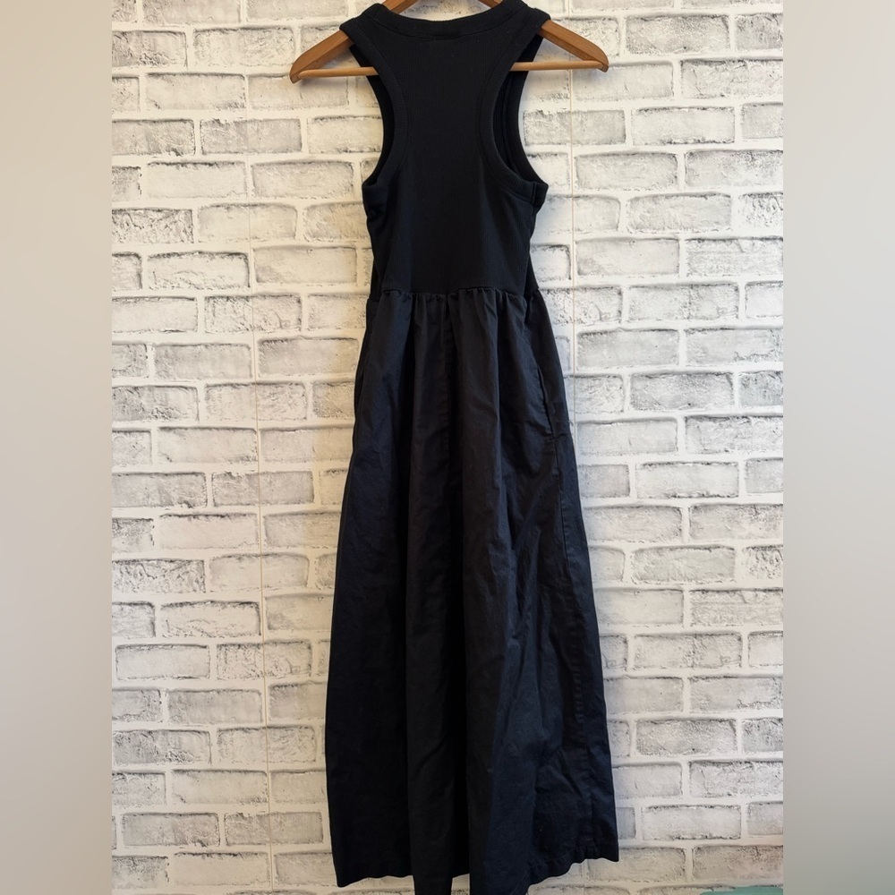 Old Navy black fit & flare combination midi dress sleeveless small - Picture 3 of 5